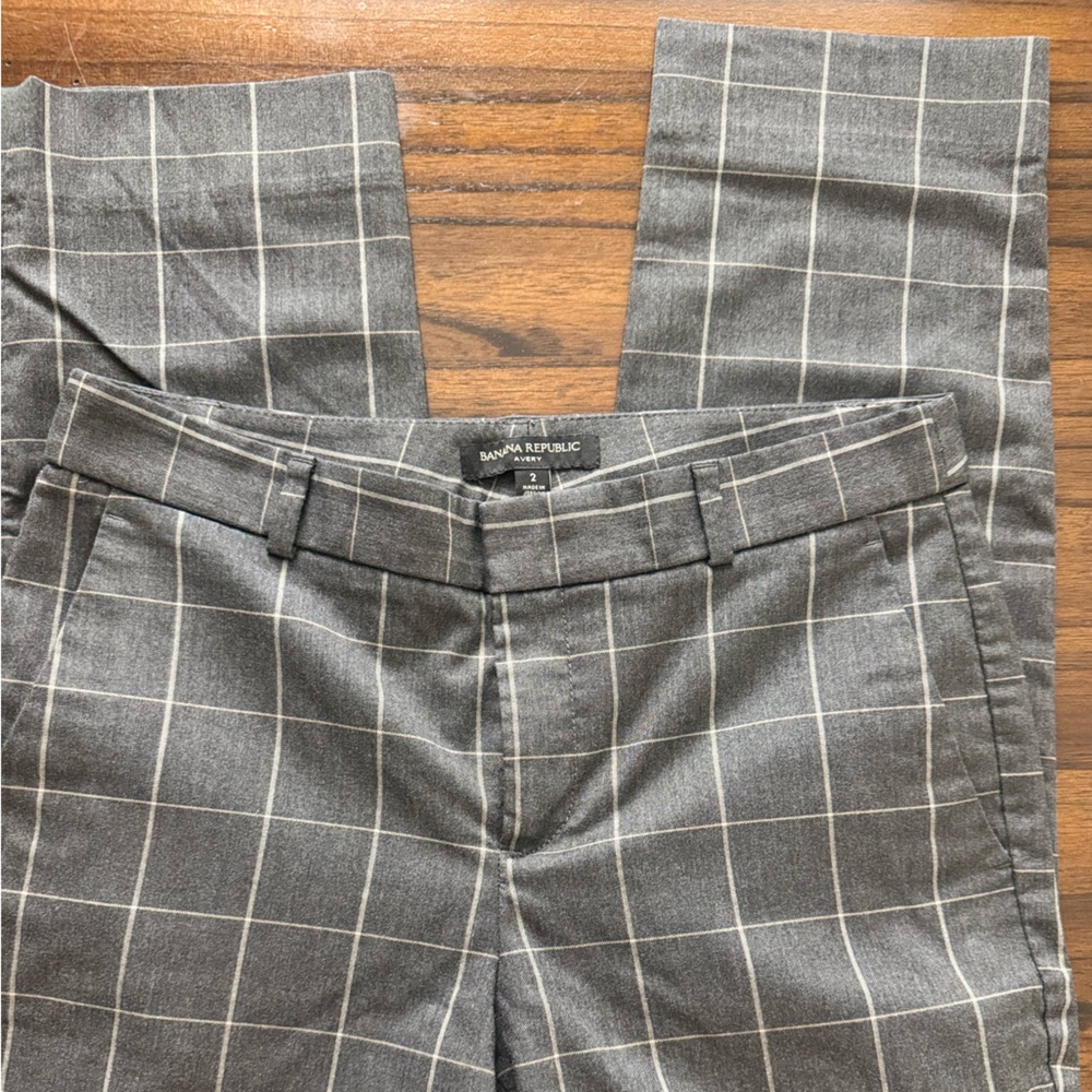 Banana Republic Charcoal Checkered Pants